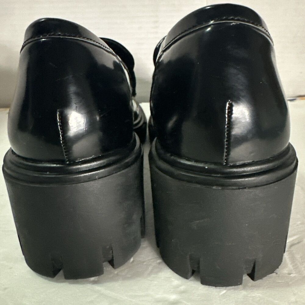Crown Vintage Shoes Womens 9 M Lane Lugsole Penny Loafer Black Faux Leather - Picture 5 of 8